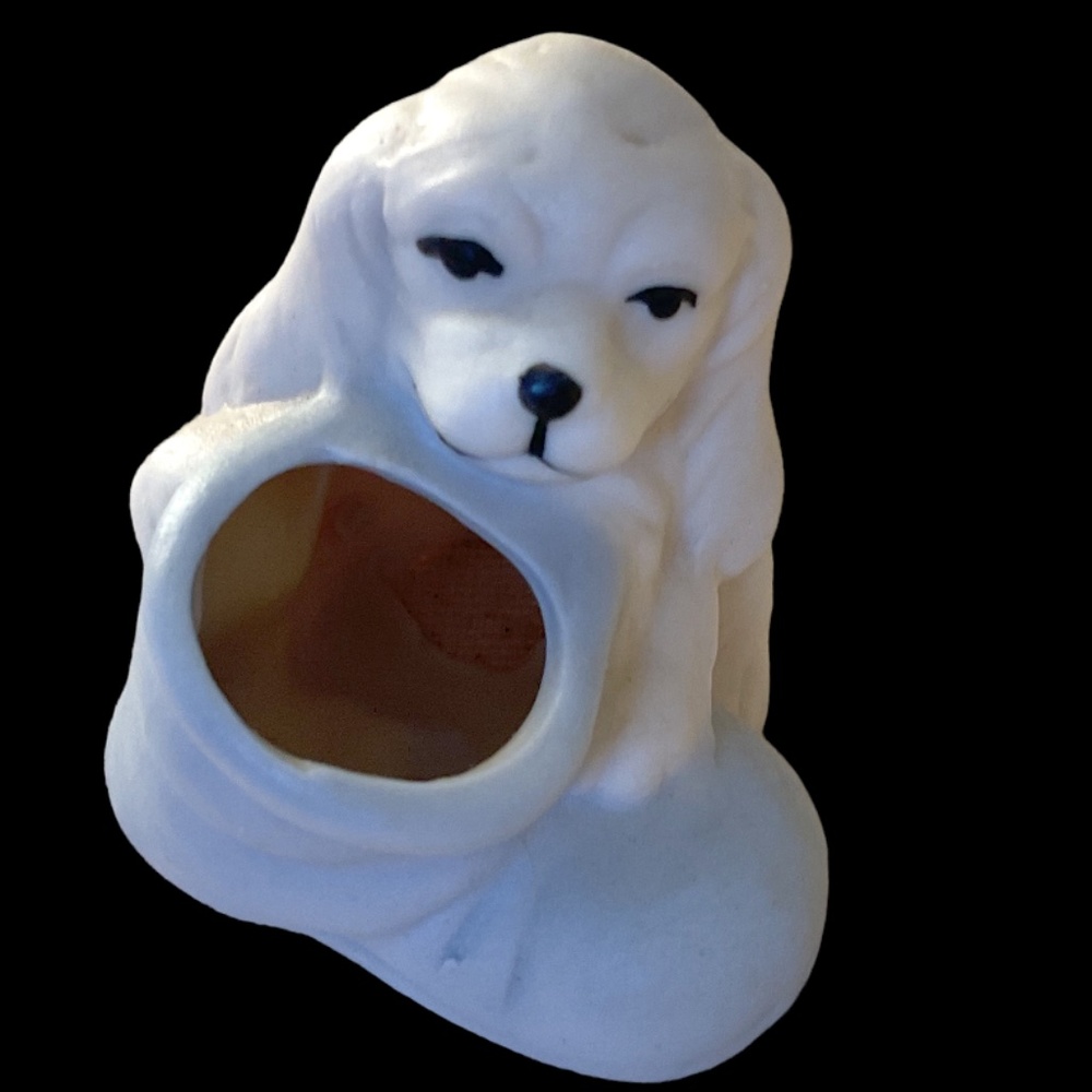 Cute Vintage Dog with Shoe Toothpick Holder Figurine
